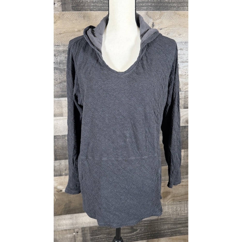 J. Jill Gray 100% Cotton Long Sleeve‎ Hooded Hood Tunic Top Medium